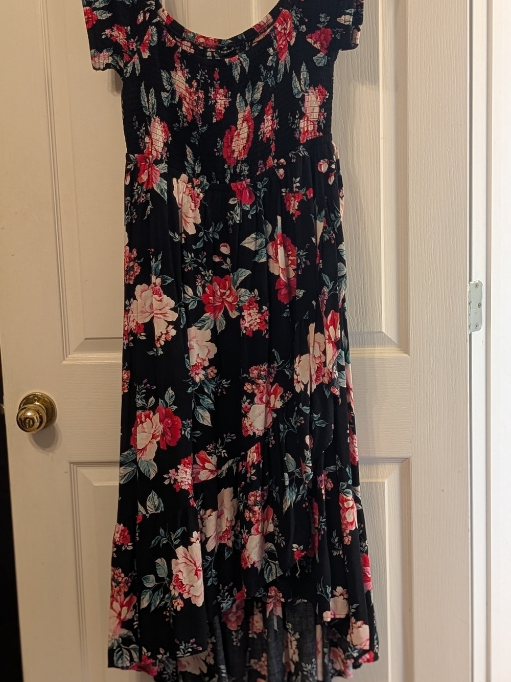 torrid Black Floral High-Low Maxi Dress with Pink & Red Blooms